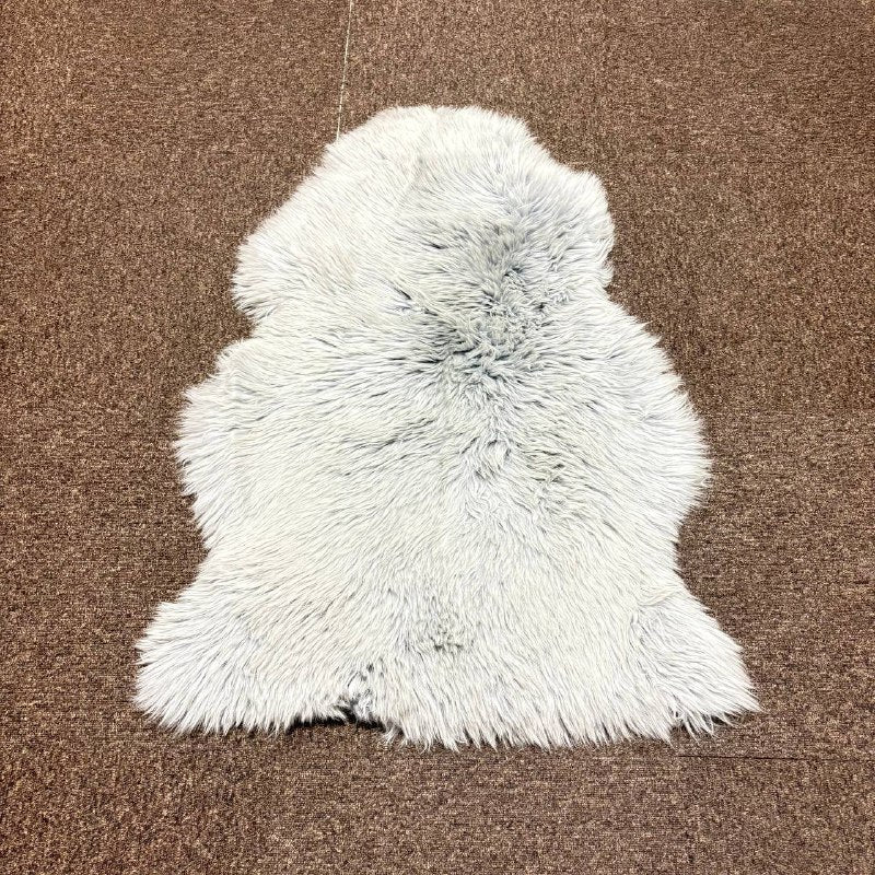 ムートンラグ シープスキン 羊毛皮ラグ 90×60cm ふわふわ長毛ファー